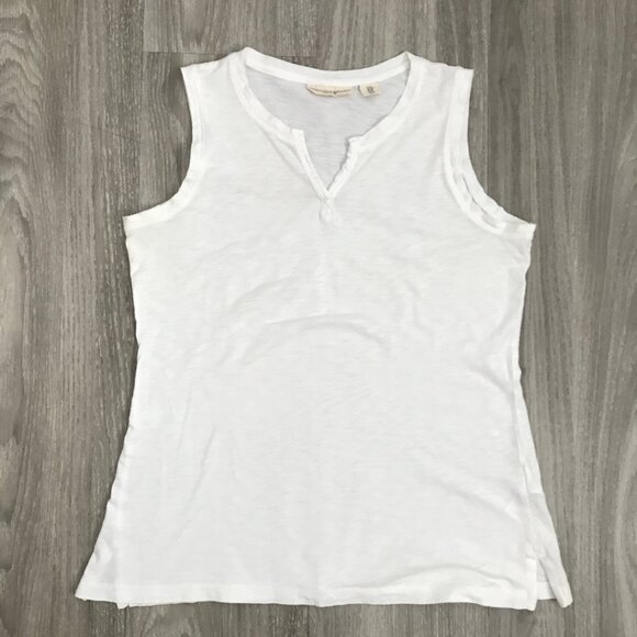 Christian Siriano White Sleeveless V Neck Slub Tee Womens XS - Picture 1 of 8